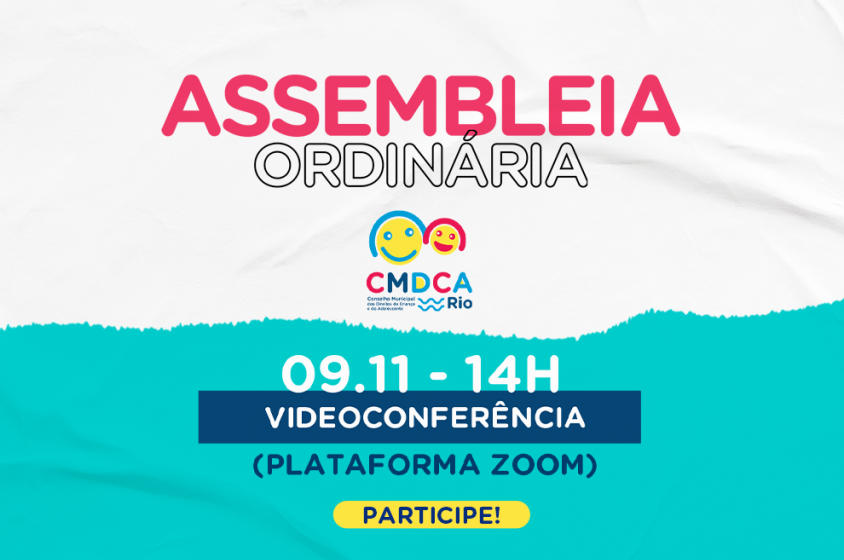 CMDCA-Rio realiza assembleia ordinária no próximo dia 09 de novembro